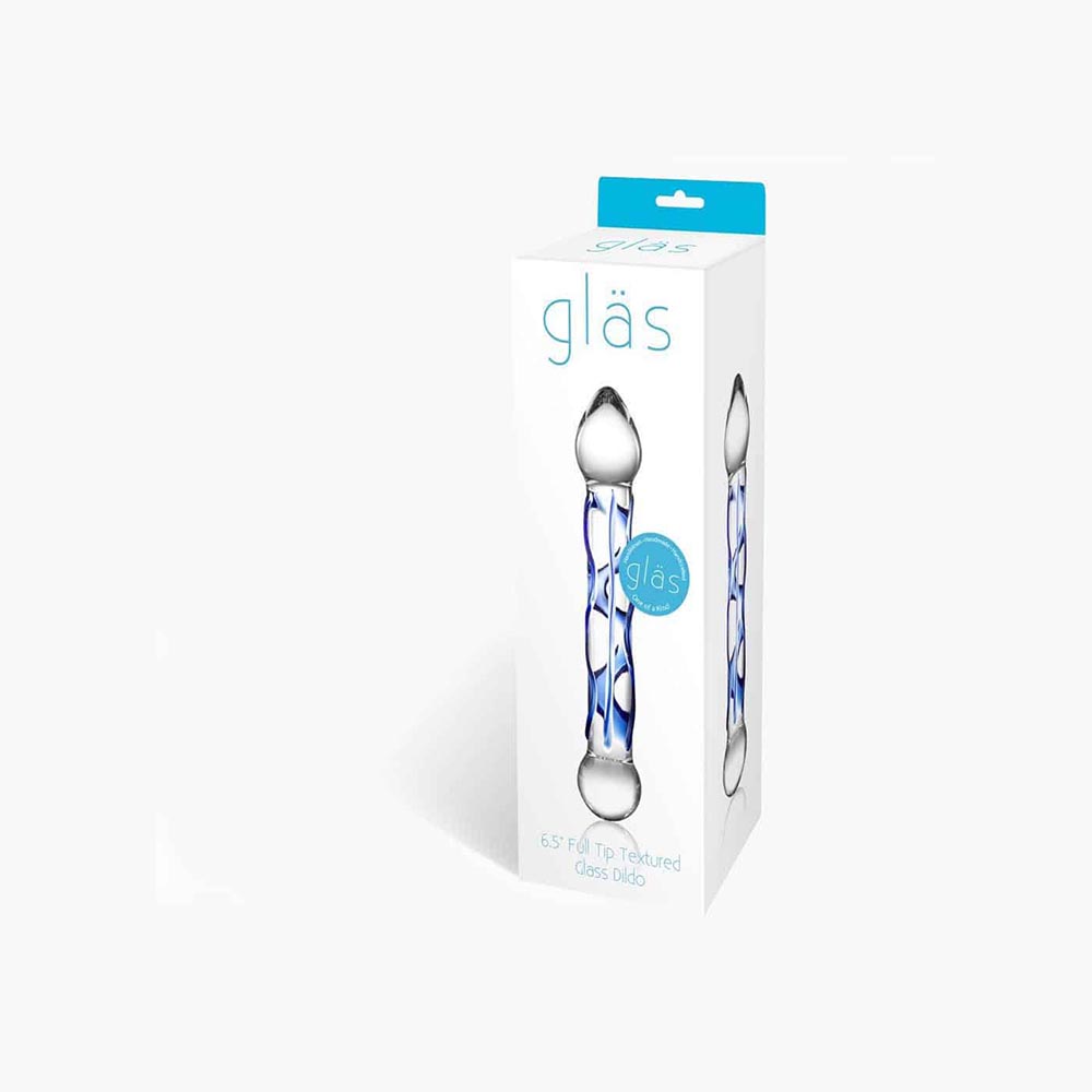 Full Tip Textured Glass Dildo Blue Full Tip Textured Glass Dildo Blue