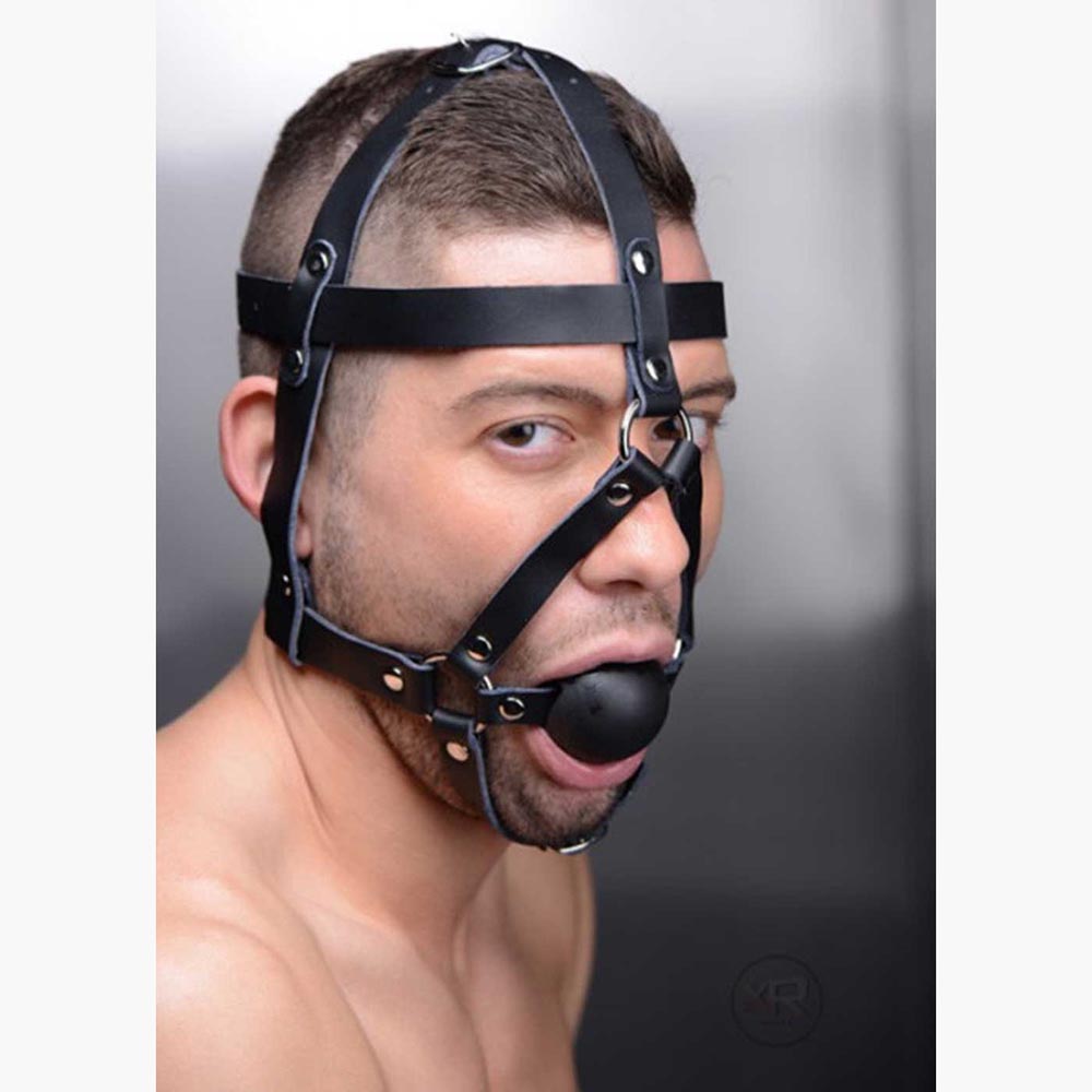Leather Head Harness with Ball Gag Leather Head Harness with Ball Gag