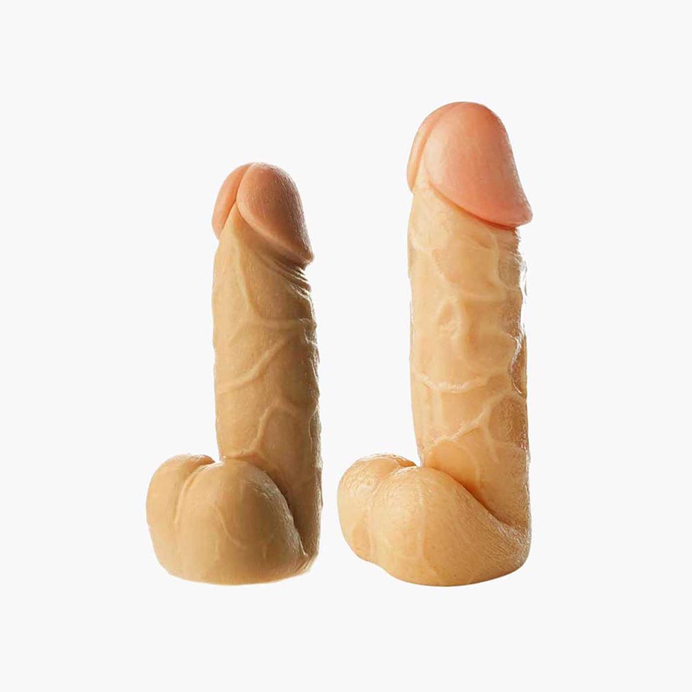 Realistic Dildo With Suction Base Dong and Balls Flesh
