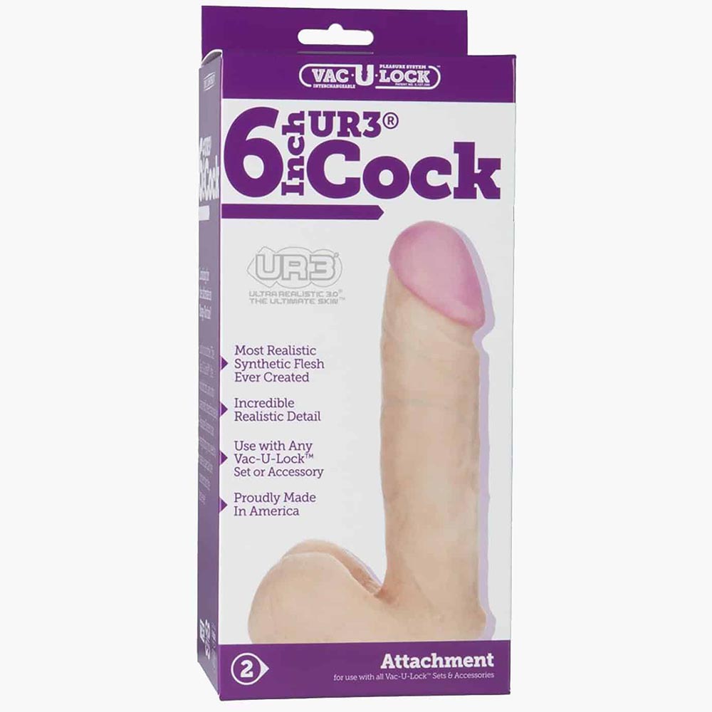 Vac-U-Lock White UR3 Cock Flesh 6in Vac-U-Lock White UR3 Cock Flesh 6in