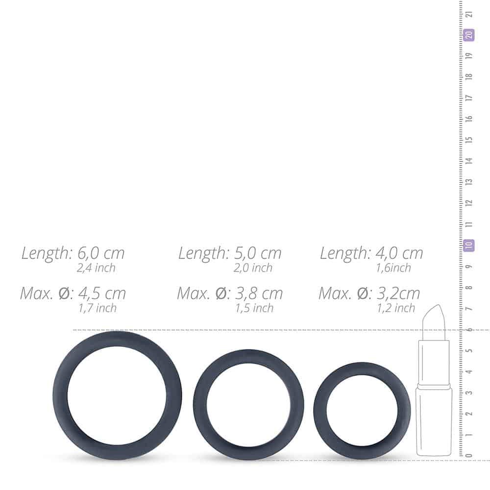 3-Piece Flat Cock Ring Kit Grey 3-Piece Flat Cock Ring Kit Grey