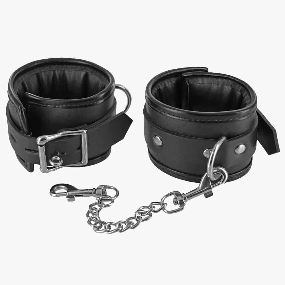 Locking Padded Wrist Cuffs With Chain