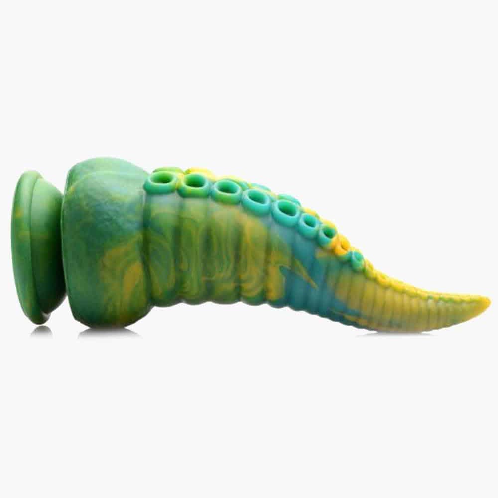 Monstropus Tentacled Marble Green and Yellow Monster Silicone Dildo