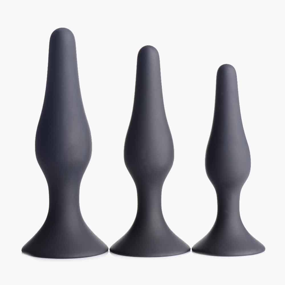 Triple Spire Tapered Silicone Anal Trainer Set Black