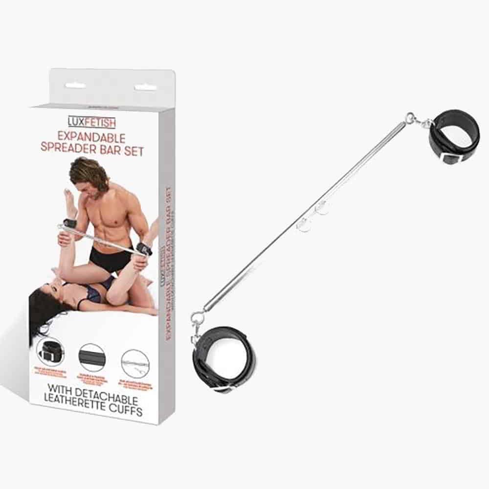 Expandable Spreader Bar Set 35 – 47″ With Detachable Leatherette Cuffs