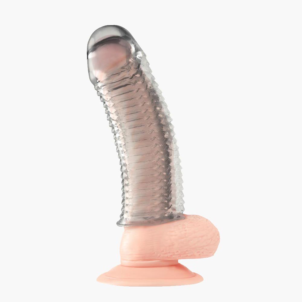 6.5inch Clear Textured Penis Enhancing Sleeve Extension