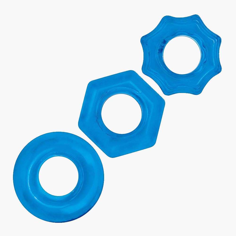 3 Pack Nuts & Bolts Stretch Cock Ring Set 3 Pack Nuts & Bolts Stretch Cock Ring Set