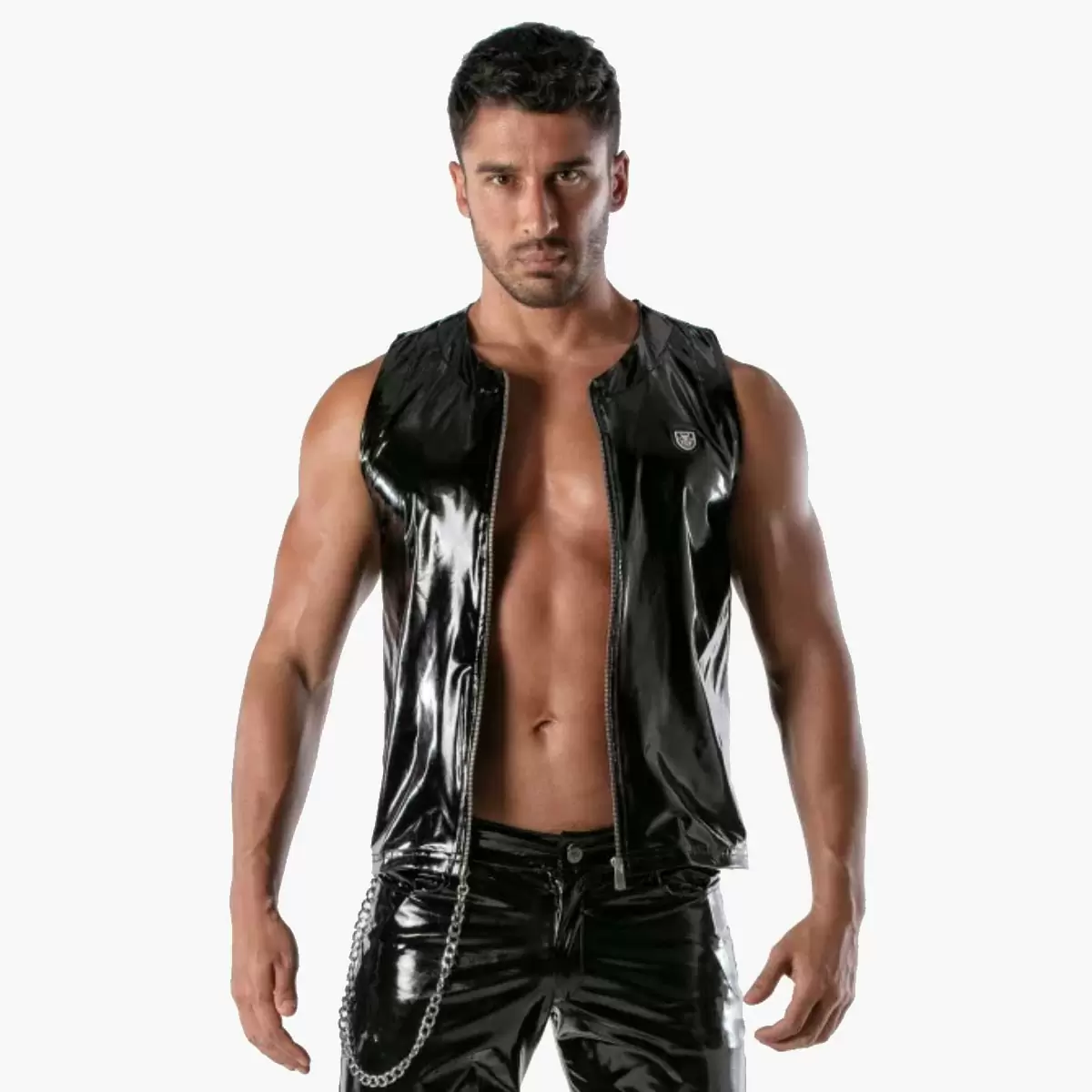 Vinyl zipped tank top black Vinyl zipped tank top black