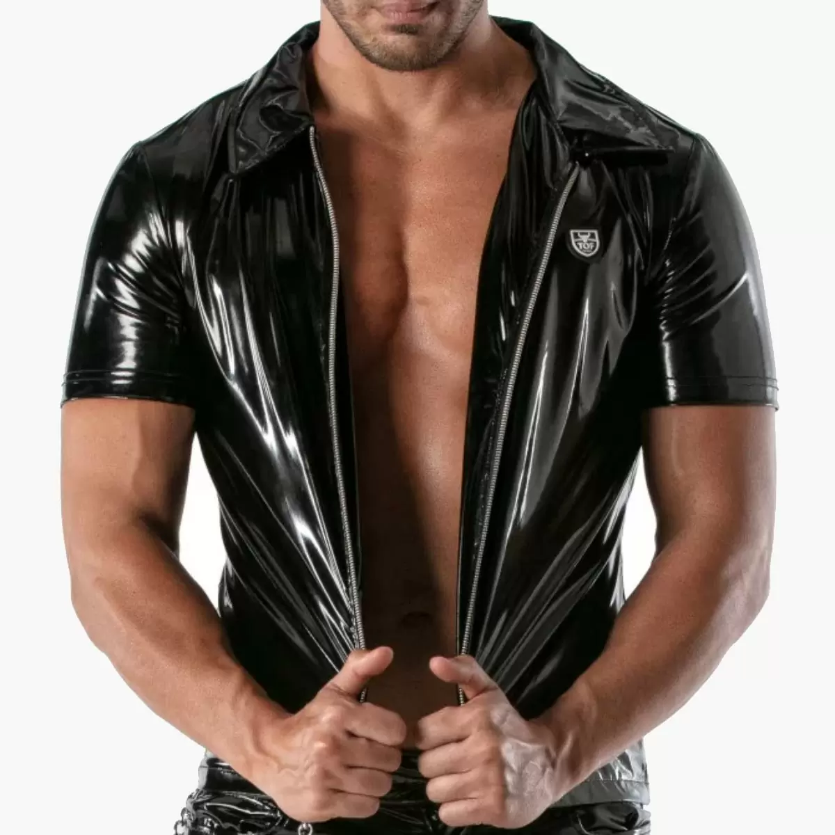 Vinyl zipped vest black Vinyl zipped vest black