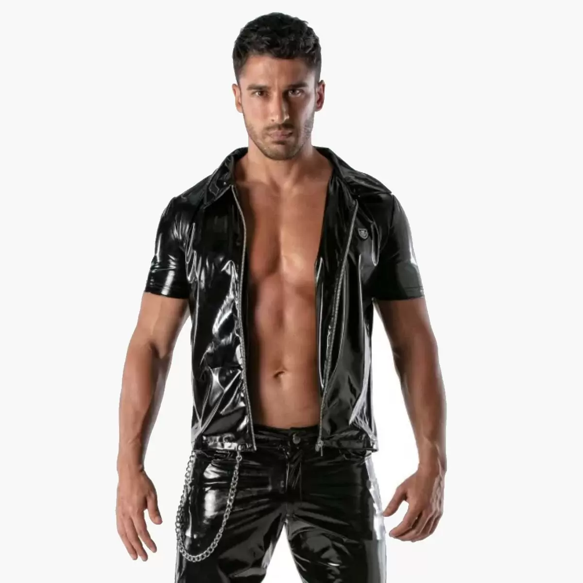 Vinyl zipped vest black Vinyl zipped vest black
