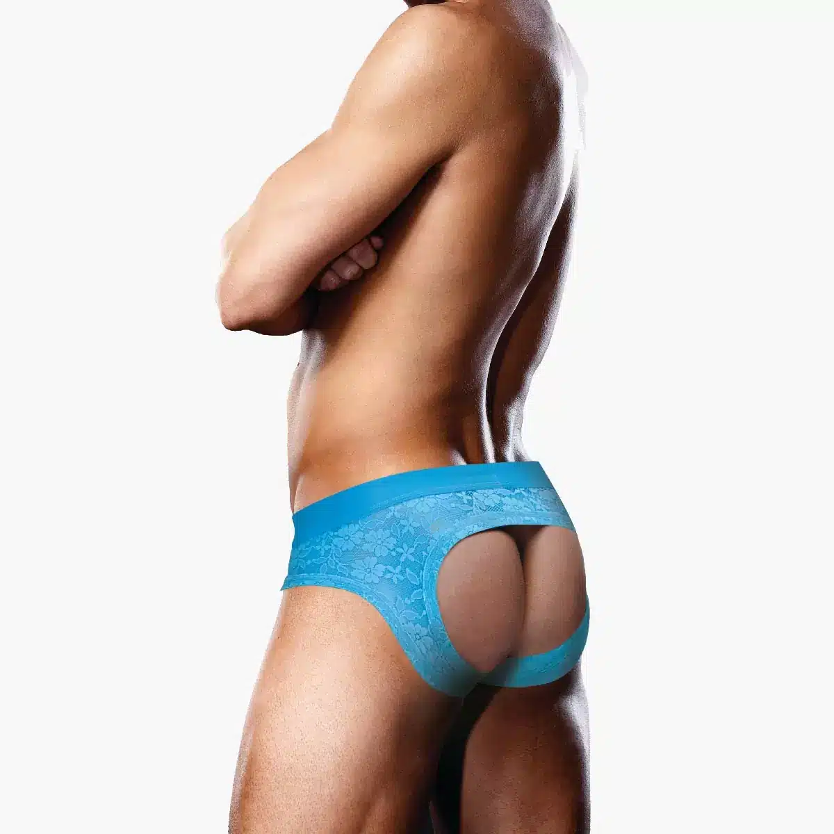 Neon Blue Lace Open Back Brief Neon Blue Lace Open Back Brief