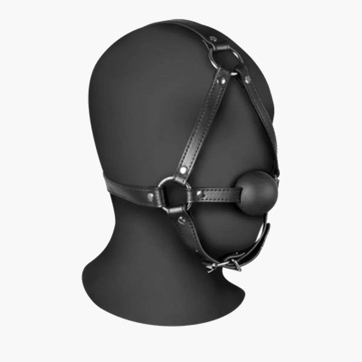 Head Harness with Solid Ball Gag Black Head Harness with Solid Ball Gag Black