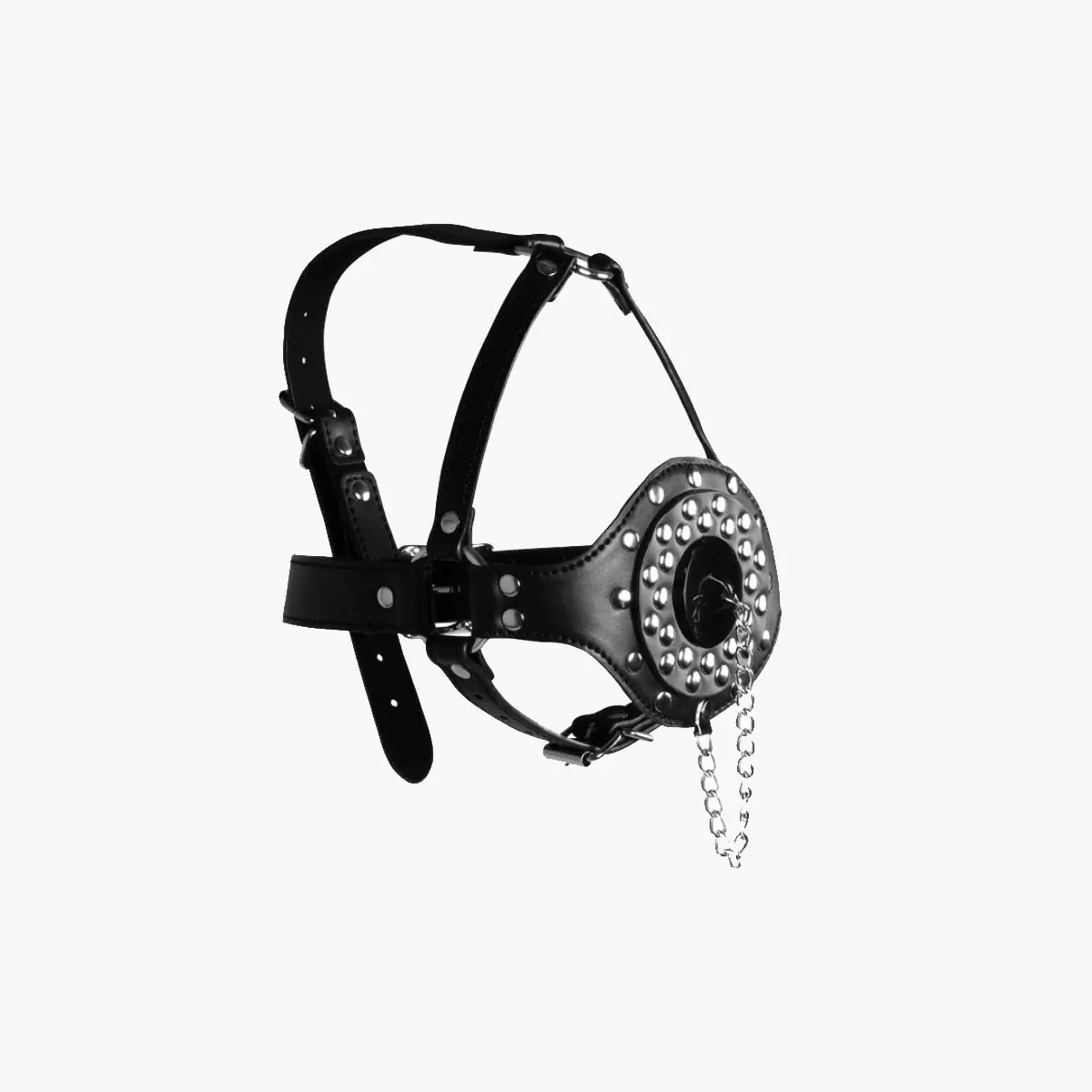 Open Mouth Gag Head Harness with Plug Stopper Black Open Mouth Gag Head Harness with Plug Stopper Black