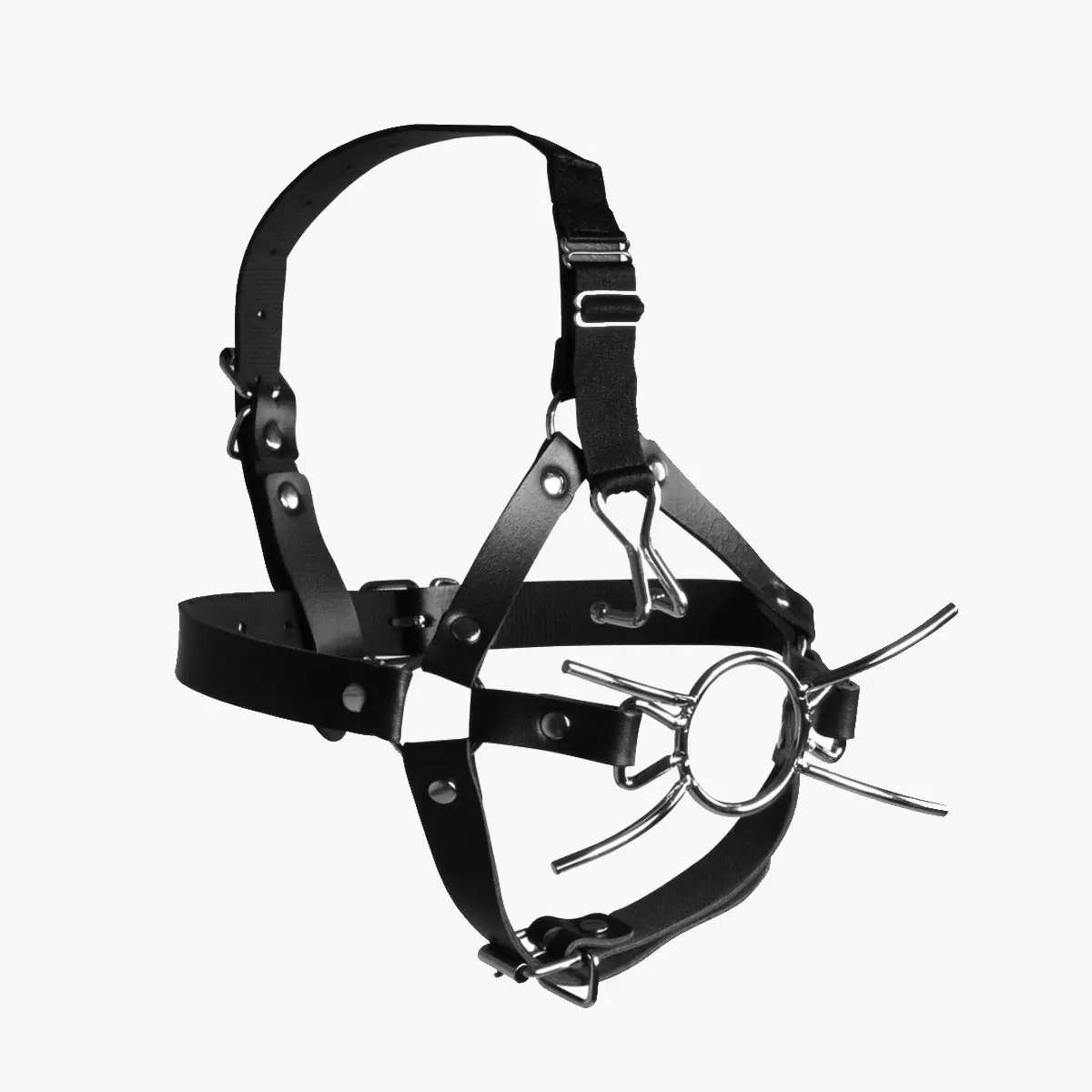 Head Harness with Spider Gag and Nose Hooks Black Head Harness with Spider Gag and Nose Hooks Black