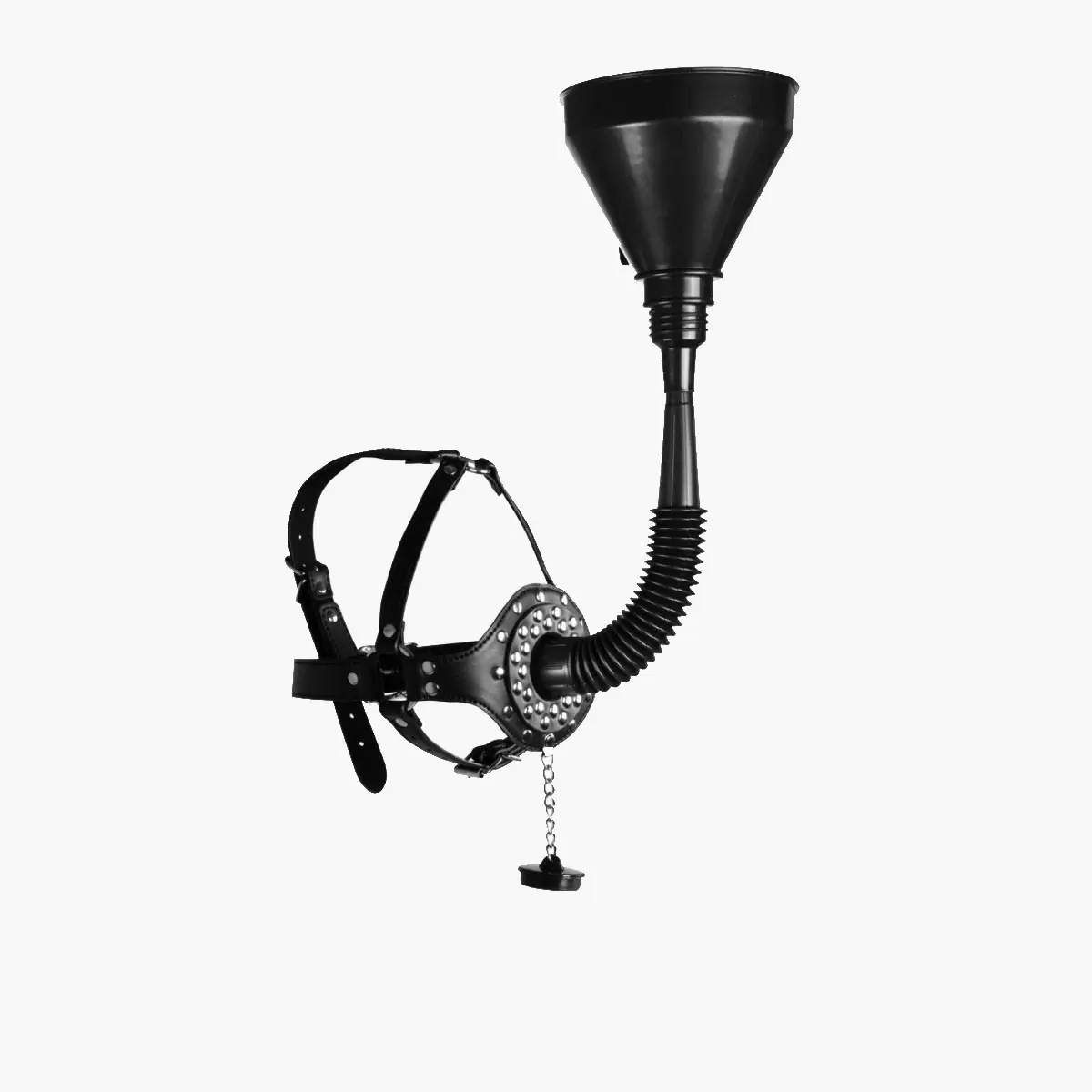 Open Mouth Gag Head Harness with Funnel Black Open Mouth Gag Head Harness with Funnel Black