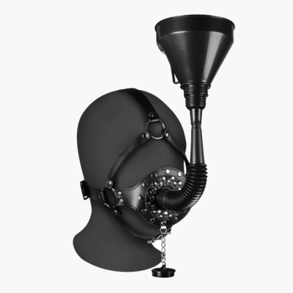 Open Mouth Gag Head Harness with Funnel Black Open Mouth Gag Head Harness with Funnel Black