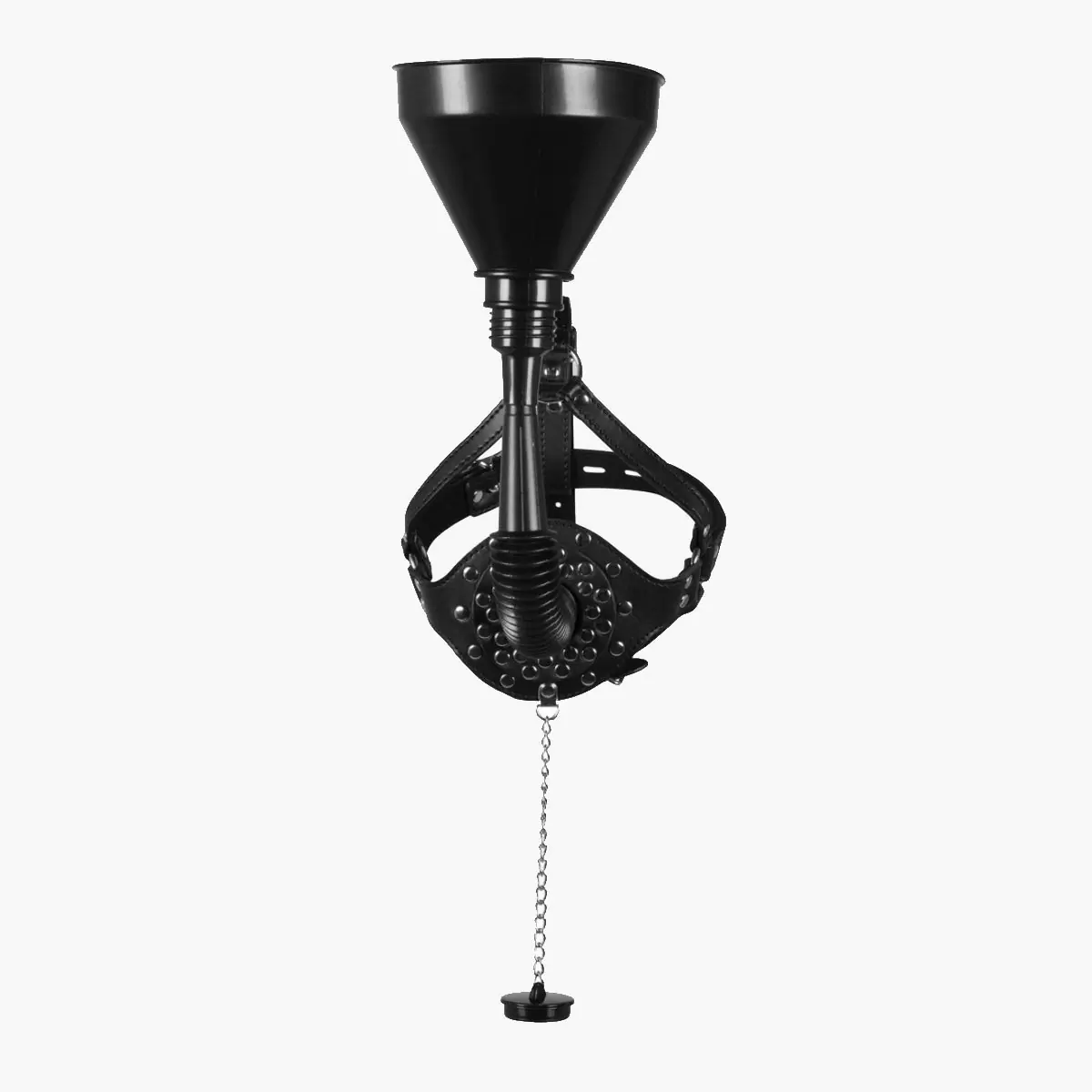 Open Mouth Gag Head Harness with Funnel Black Open Mouth Gag Head Harness with Funnel Black