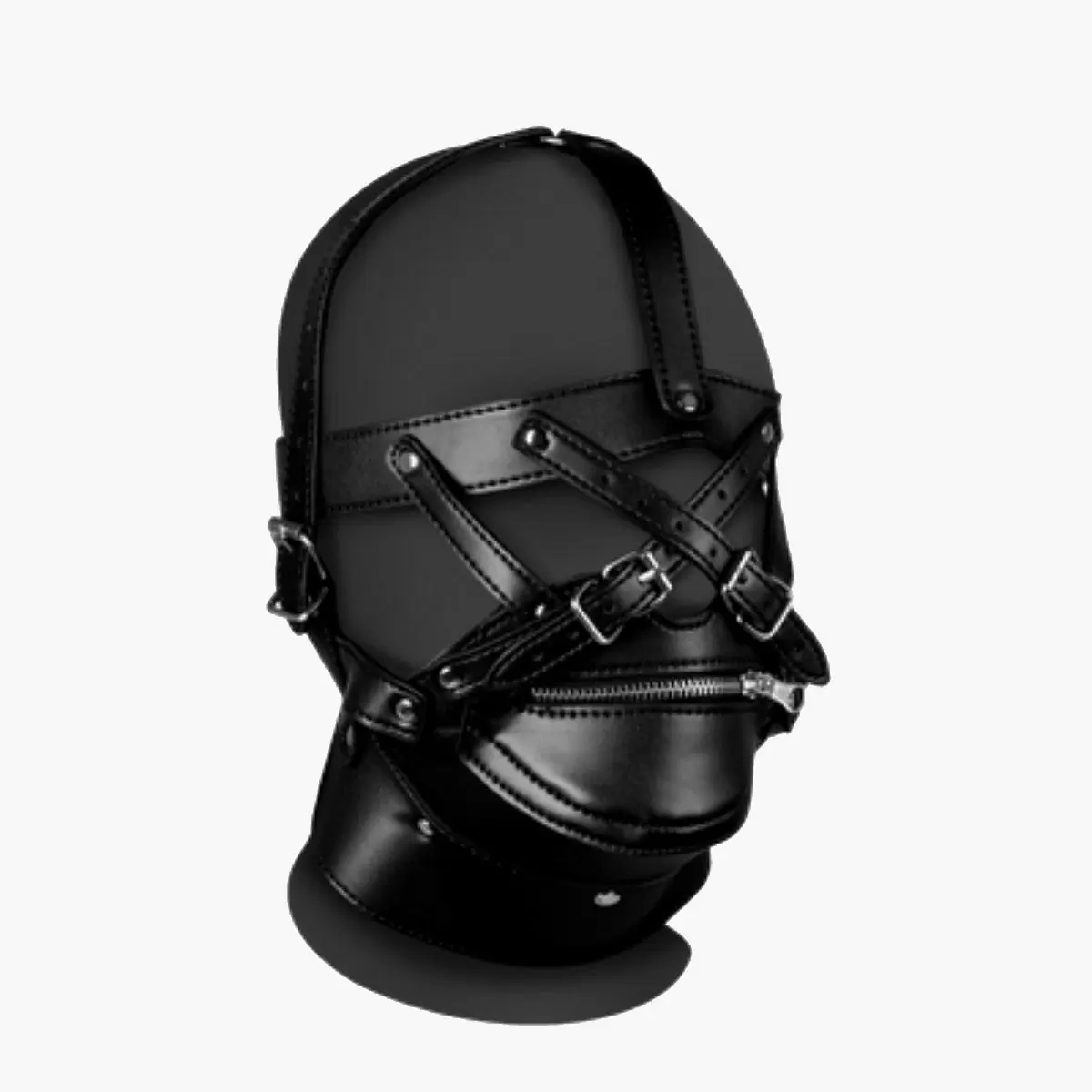 Head Harness with Zipup Mouth and Lock Black Head Harness with Zipup Mouth and Lock Black