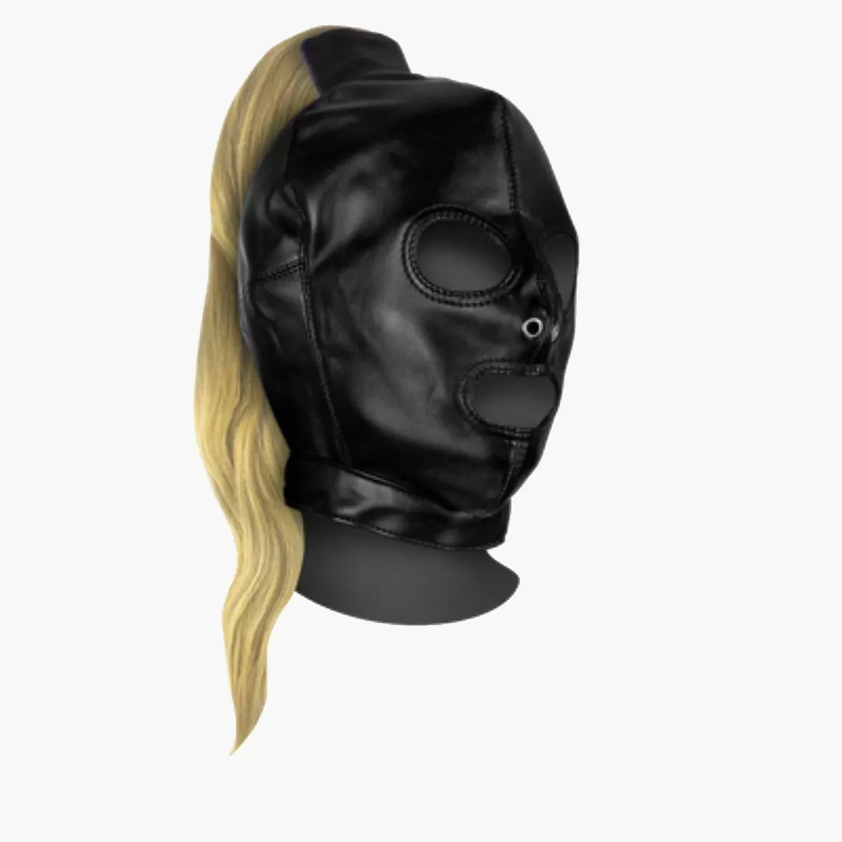 Mask with Blonde Ponytail Black Mask with Blonde Ponytail Black