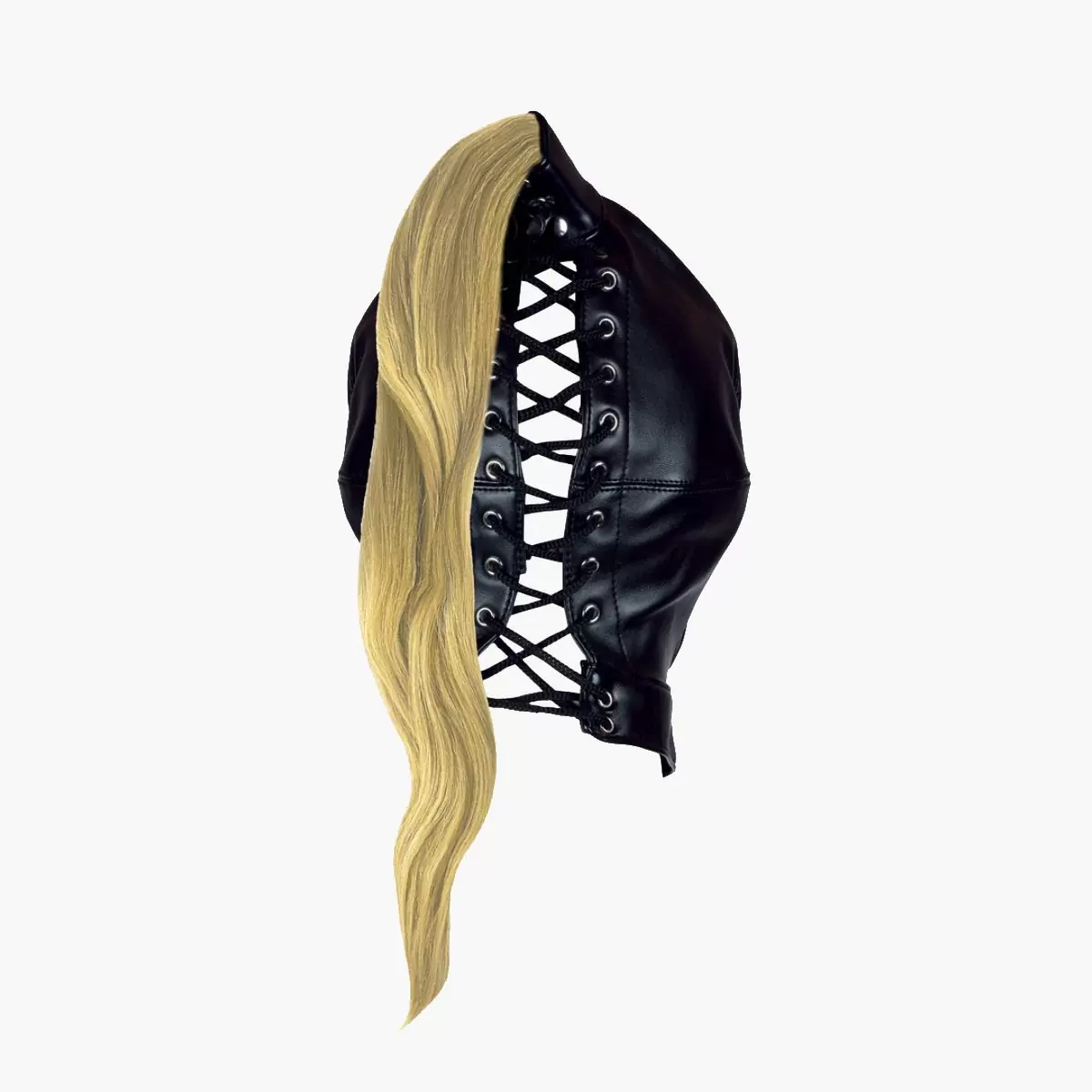 Mask with Blonde Ponytail Black Mask with Blonde Ponytail Black