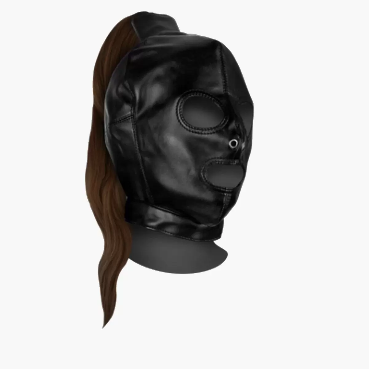 Mask with Brown Ponytail Black Mask with Brown Ponytail Black