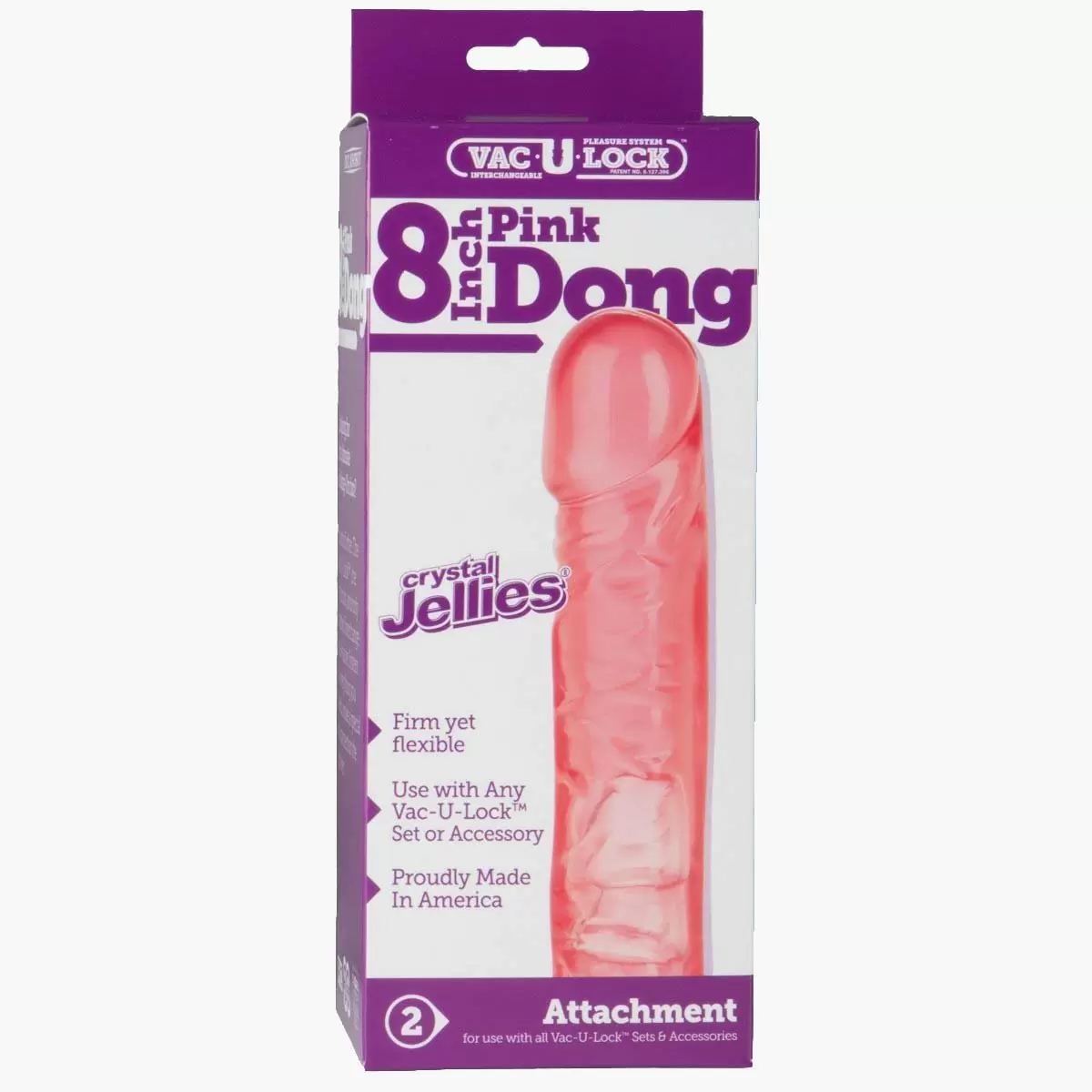 Crystal Jellie Dong Vac U Lock Pink 8in Crystal Jellie Dong Vac U Lock Pink 8in