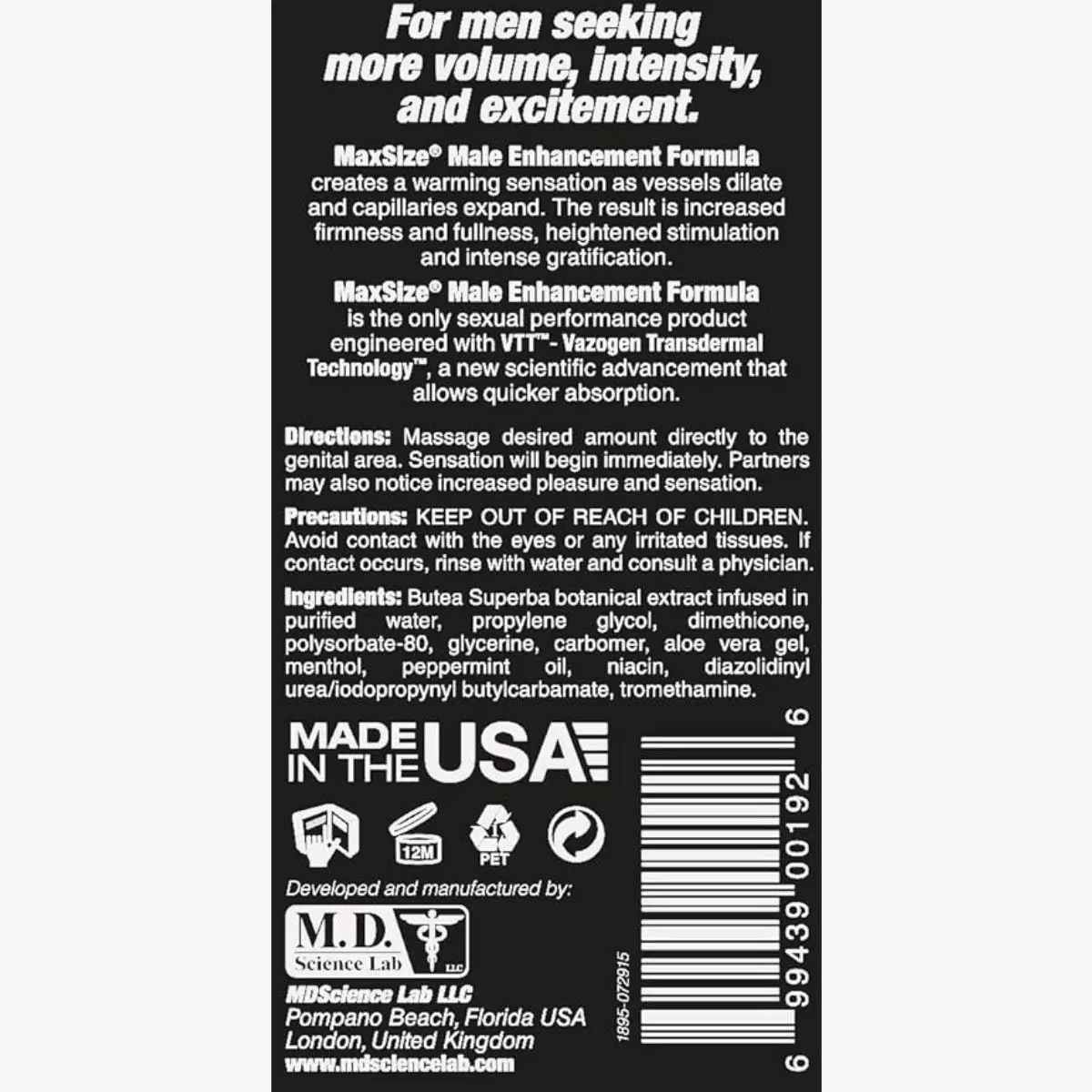 Max Size Enhancement Cream 5oz Max Size Enhancement Cream 5oz
