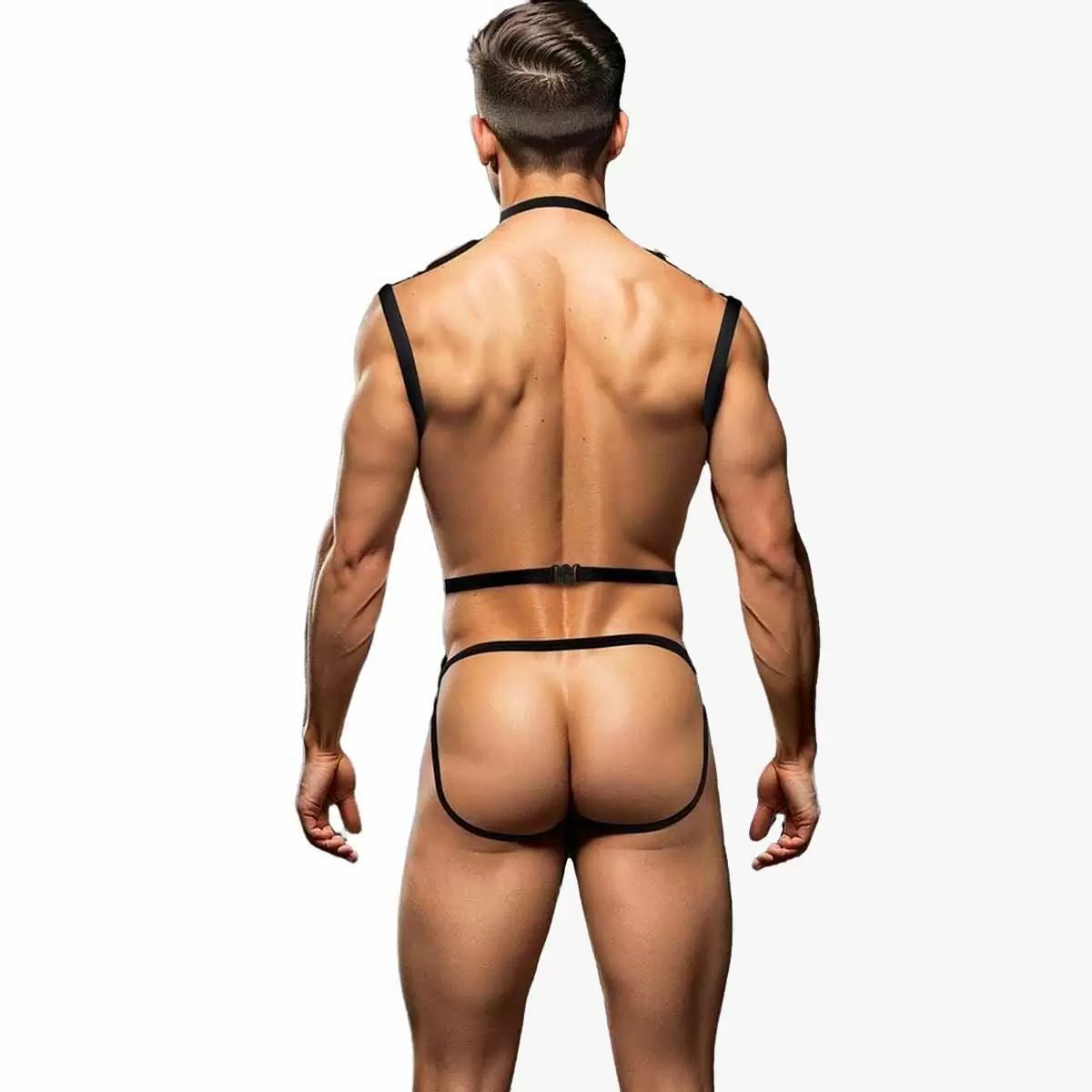 3 Piece Wet Look Chest Harness Black 3 Piece Wet Look Chest Harness Black