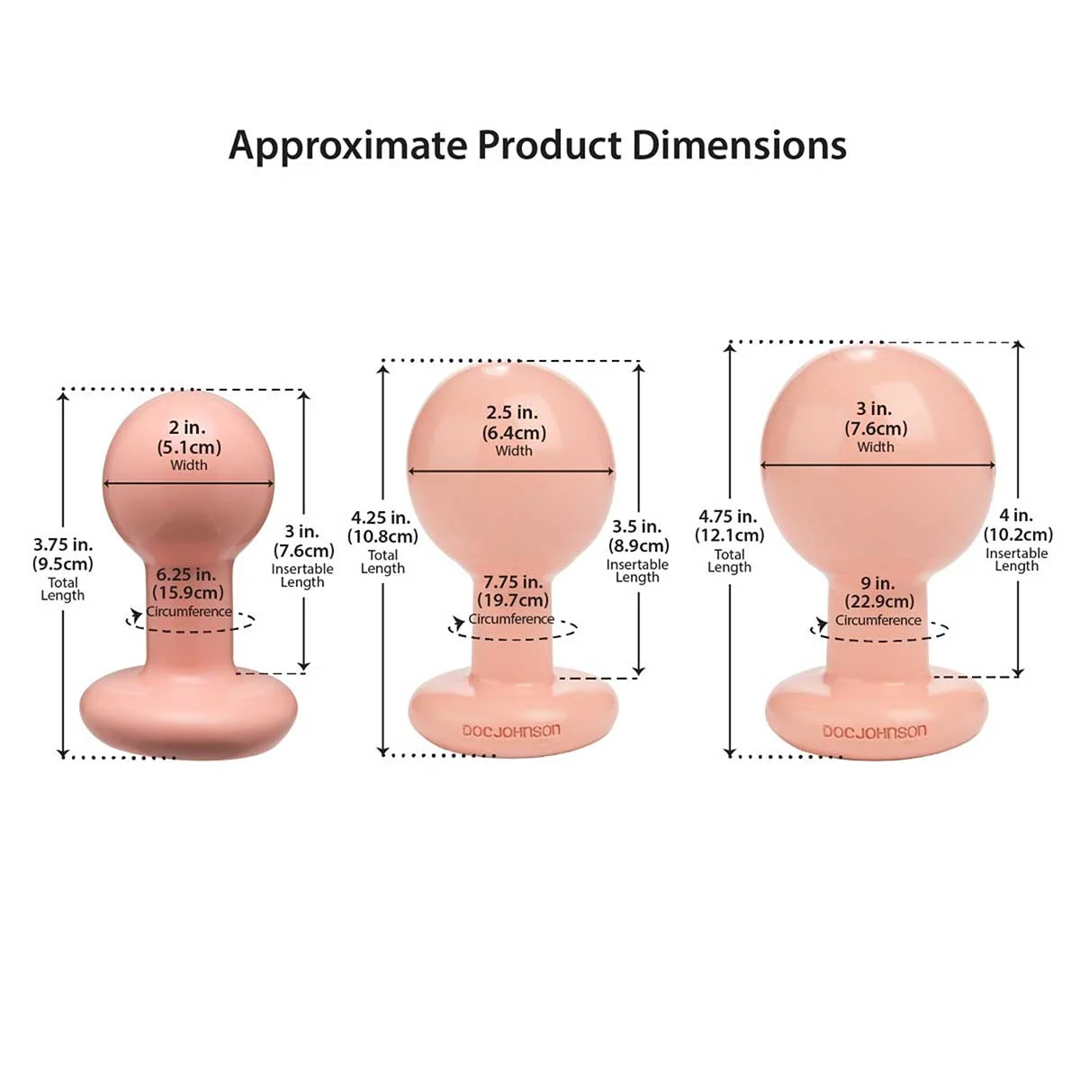 The Classic Round Butt Plug 3 piece set The Classic Round Butt Plug 3 piece set