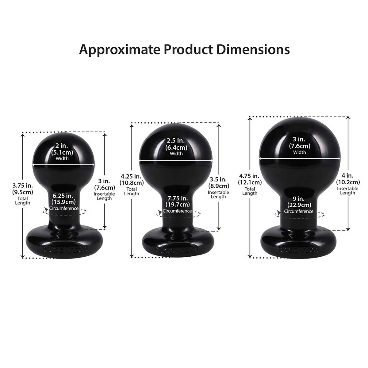 The Classic Round Butt Plug 3 piece set The Classic Round Butt Plug 3 piece set