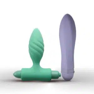 Feel Me Vibrator & Butt Plug Set Green Purple Feel Me Vibrator & Butt Plug Set Green Purple