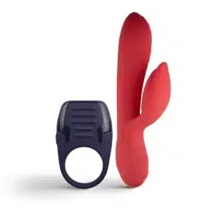 Love Me Vibrator & Cock Ring Set Red Black Love Me Vibrator & Cock Ring Set Red Black