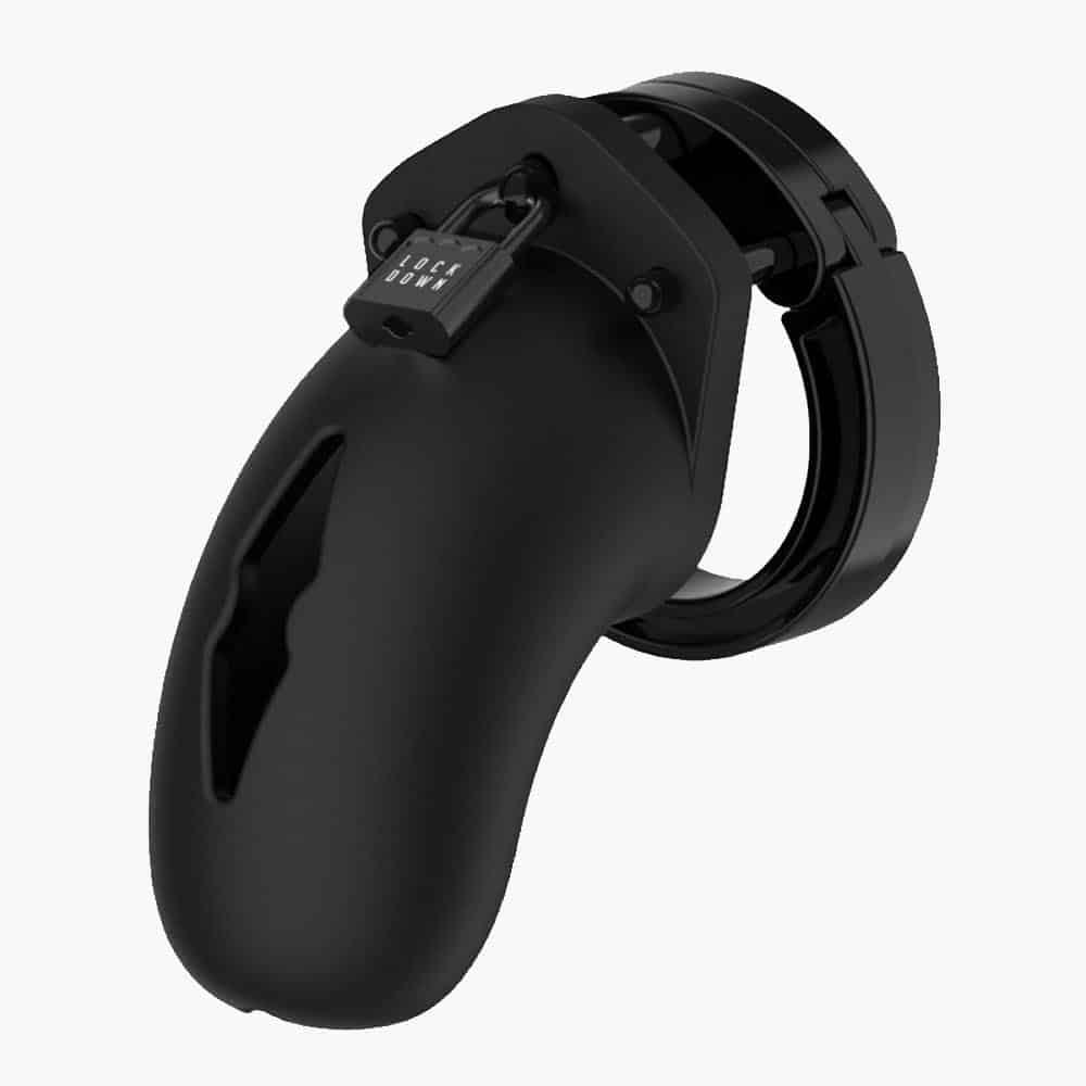 Lockdown Black Mens Chastity Cage | Locks included | Small Medium Large - Picture 5 of 6