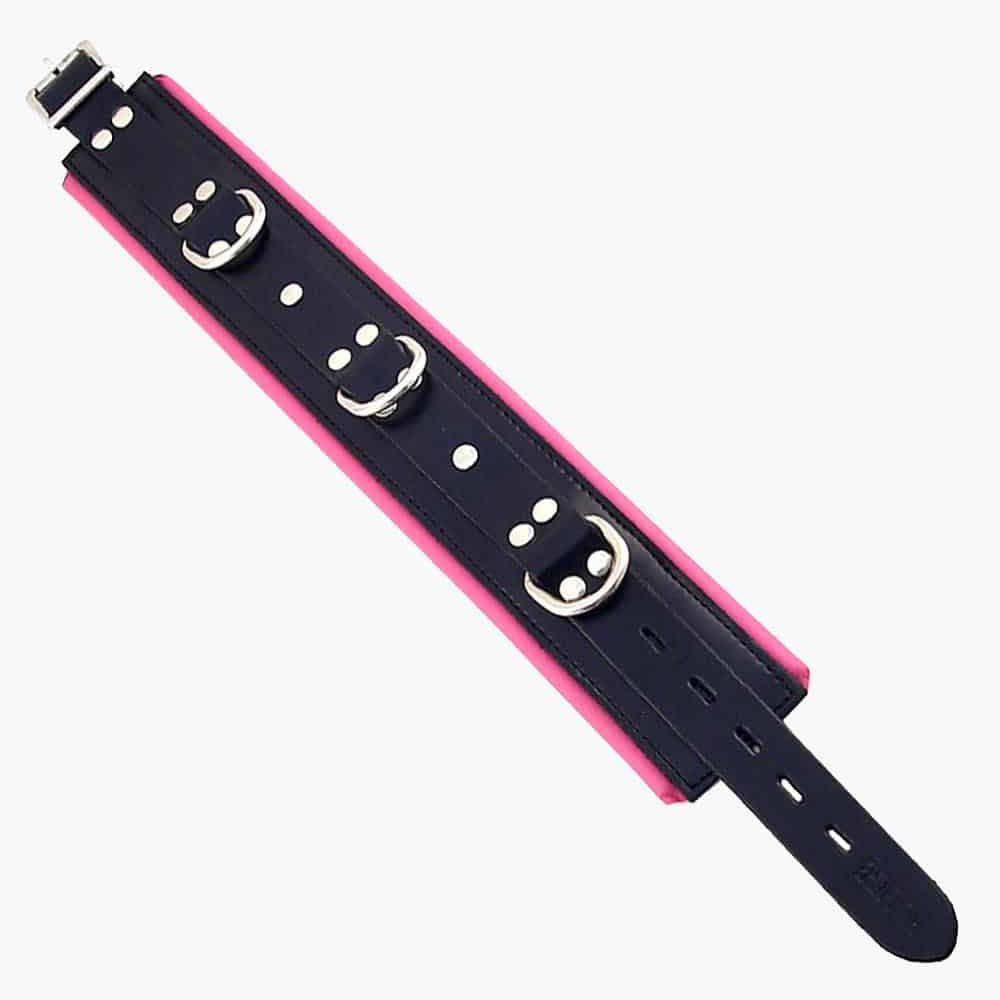 Rouge Leather Padded Collar Pink Red Purple Black BDSM Fetish Restraint - Picture 11 of 13