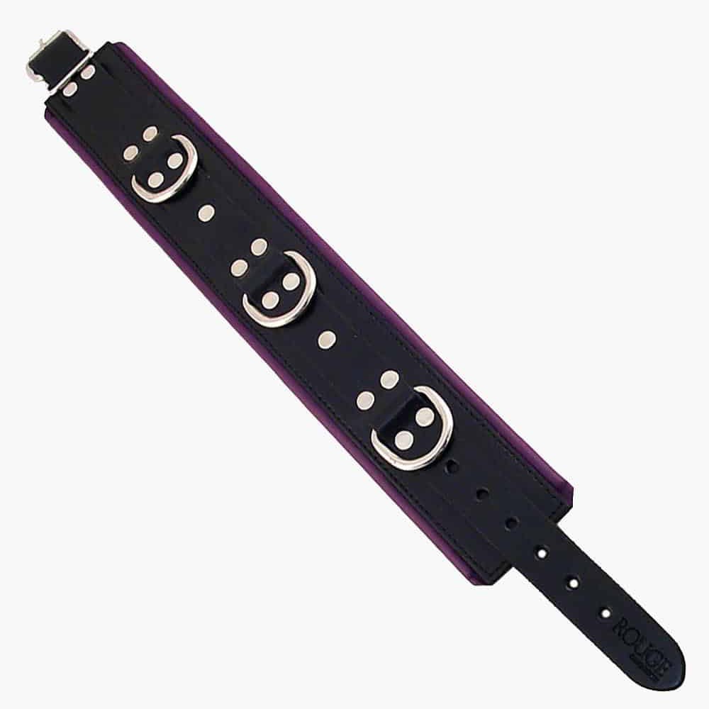 Rouge Leather Padded Collar Pink Red Purple Black BDSM Fetish Restraint - Picture 10 of 13