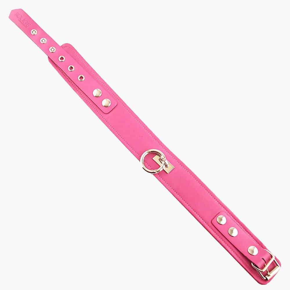 Genuine Leather Collar | Red Purple Pink | BDSM Slave Bondage - Picture 5 of 7