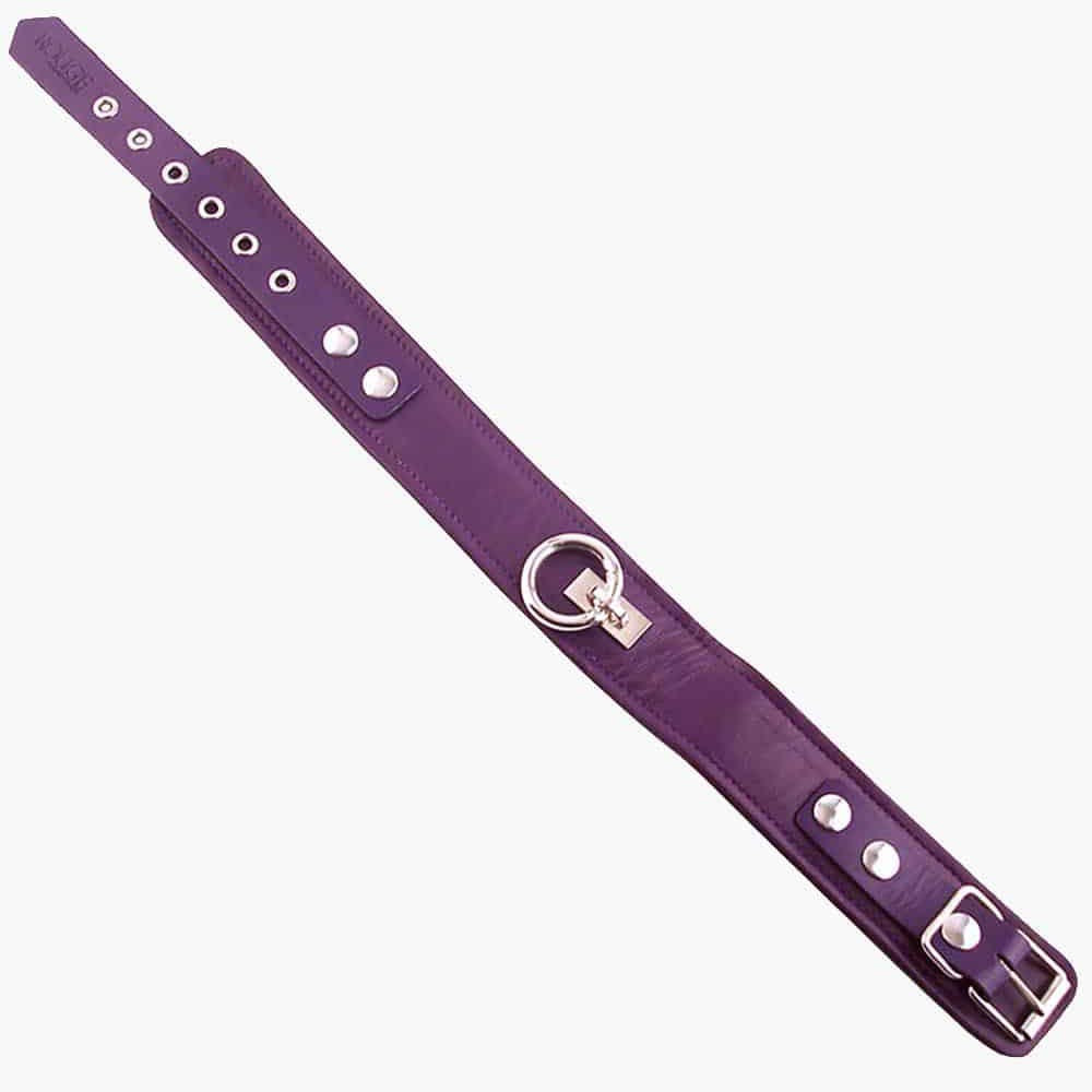 Genuine Leather Collar | Red Purple Pink | BDSM Slave Bondage - Picture 7 of 7